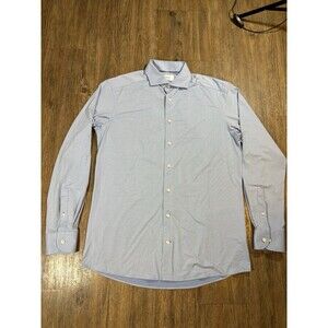 Eton Mens Shirt Size 42 16.5 Contemporary Fit Blue White Micro  Two-Way Stretch